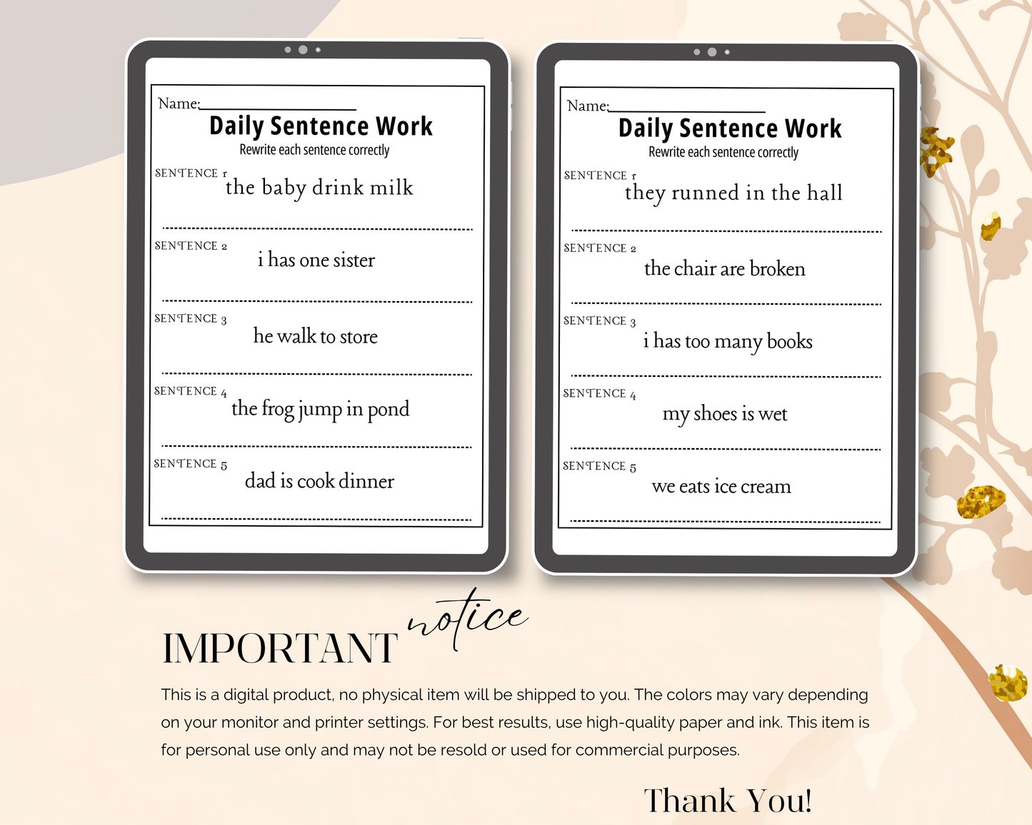2nd Grade Fixing Sentences Worksheets | Printable Grammar & Sentence Correction Activities for Kids