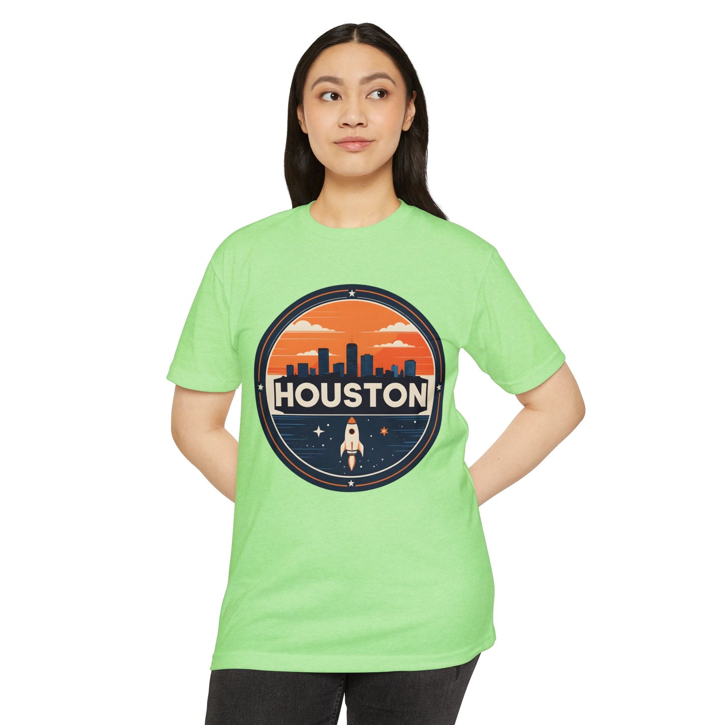 Houston Rocket City T-Shirt — Retro Skyline Space Graphic Tee