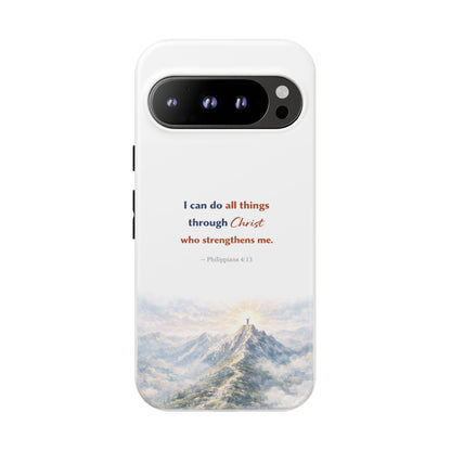 Christian Phone Case – “I Can Do All Things Through Christ” Inspirational Tough Case