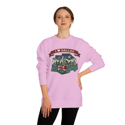 I  Dallas Skyline Sweatshirt — Vintage Texas Cityscape Crewneck