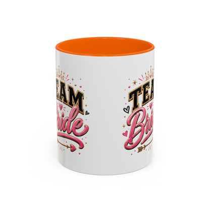 Team Bride Accent Coffee Mug — Pink & Gold Bachelorette Bridal Shower Gift (11/15 oz)