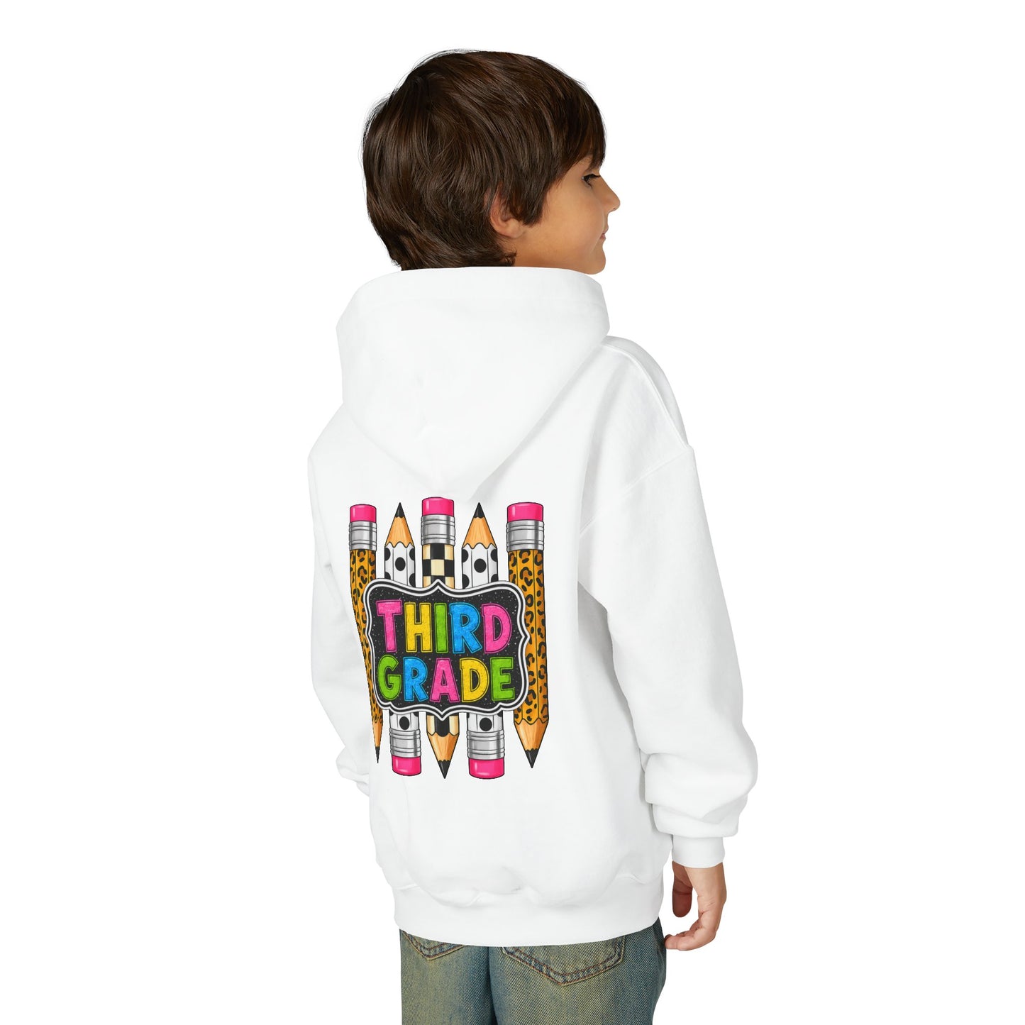Third Grade Kids Hoodie — Cute Pencil Back-to-School Sweatshirt