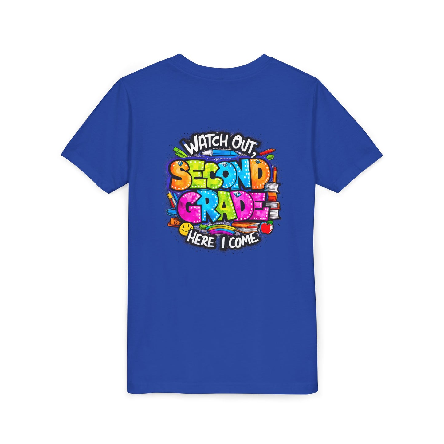 Second Grade Kids Tee - "Watch Out Second Grade Here I Come" Colorful Back-to-School Shirt