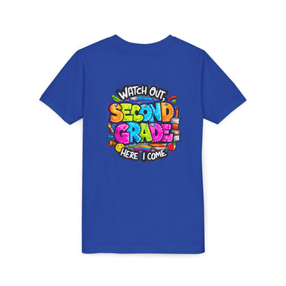 Second Grade Kids Tee - "Watch Out Second Grade Here I Come" Colorful Back-to-School Shirt