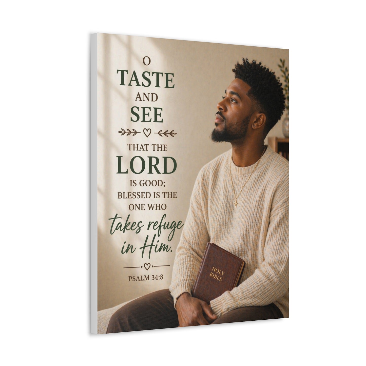 Canvas Wall Art - Psalm 34:8 "Taste and See" Inspirational Christian Prayer Print