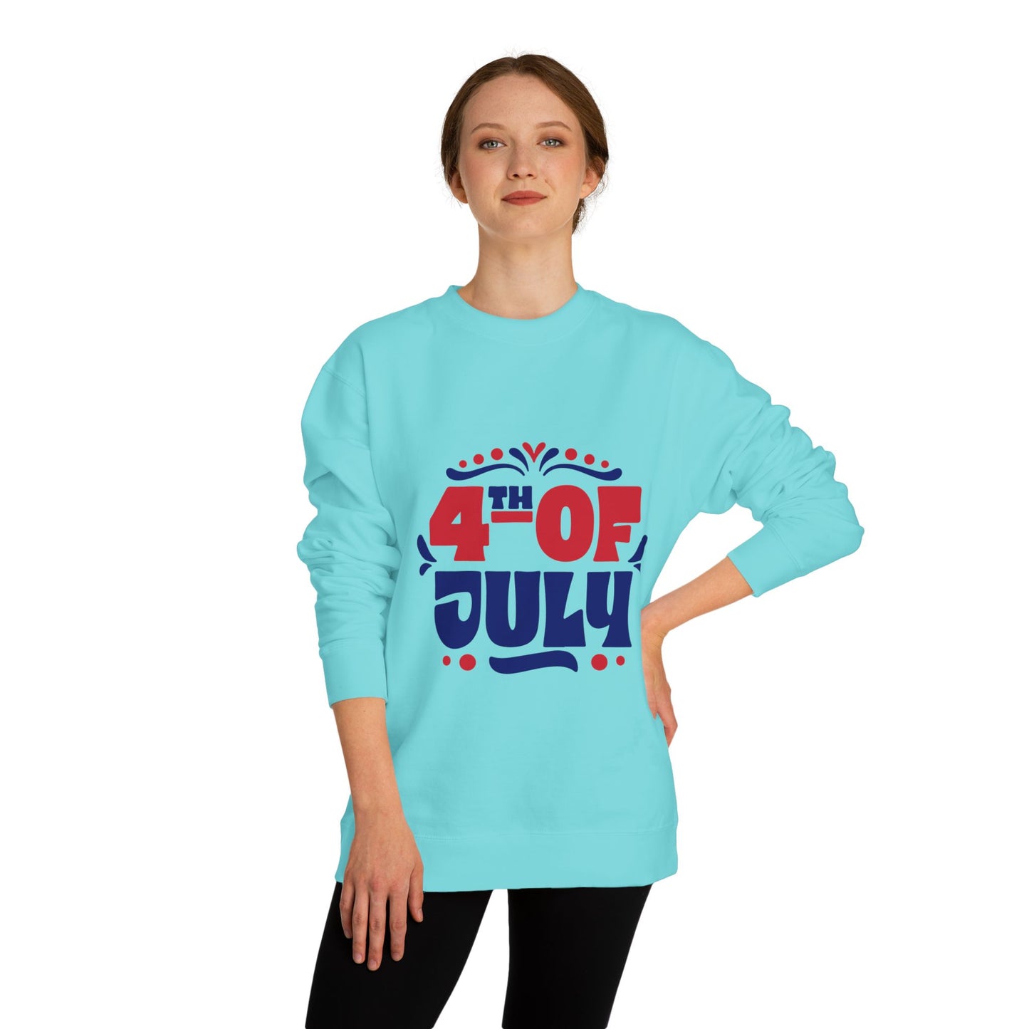 4th of July Sweatshirt — Patriotic Red & Blue Independence Day Crewneck