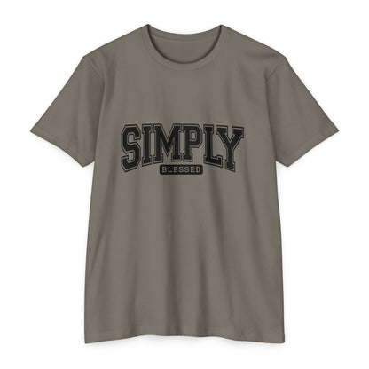 Simply Blessed T-Shirt — Vintage Collegiate Script Faith Tee