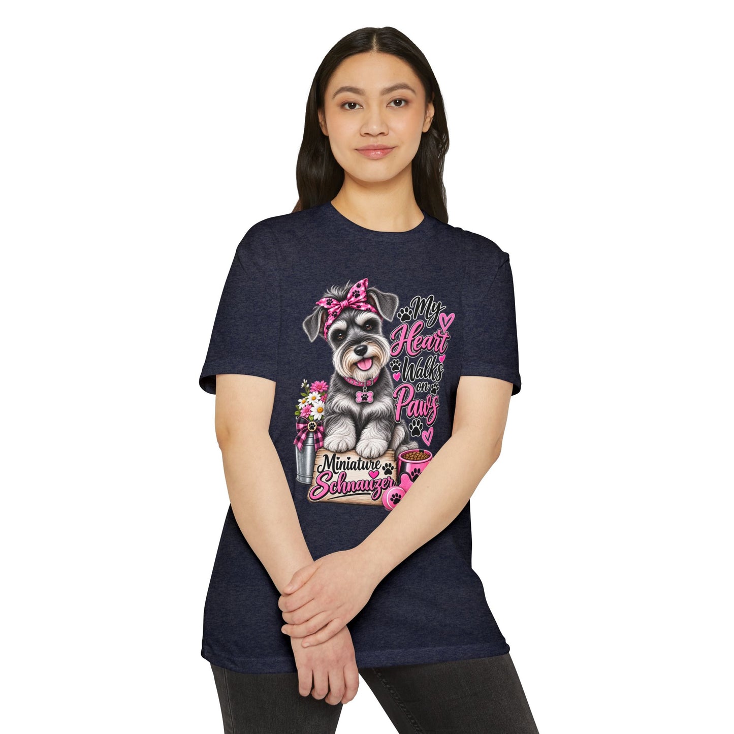 Miniature Schnauzer T-Shirt - "My Heart Walks on Paws" Cute Dog Tee