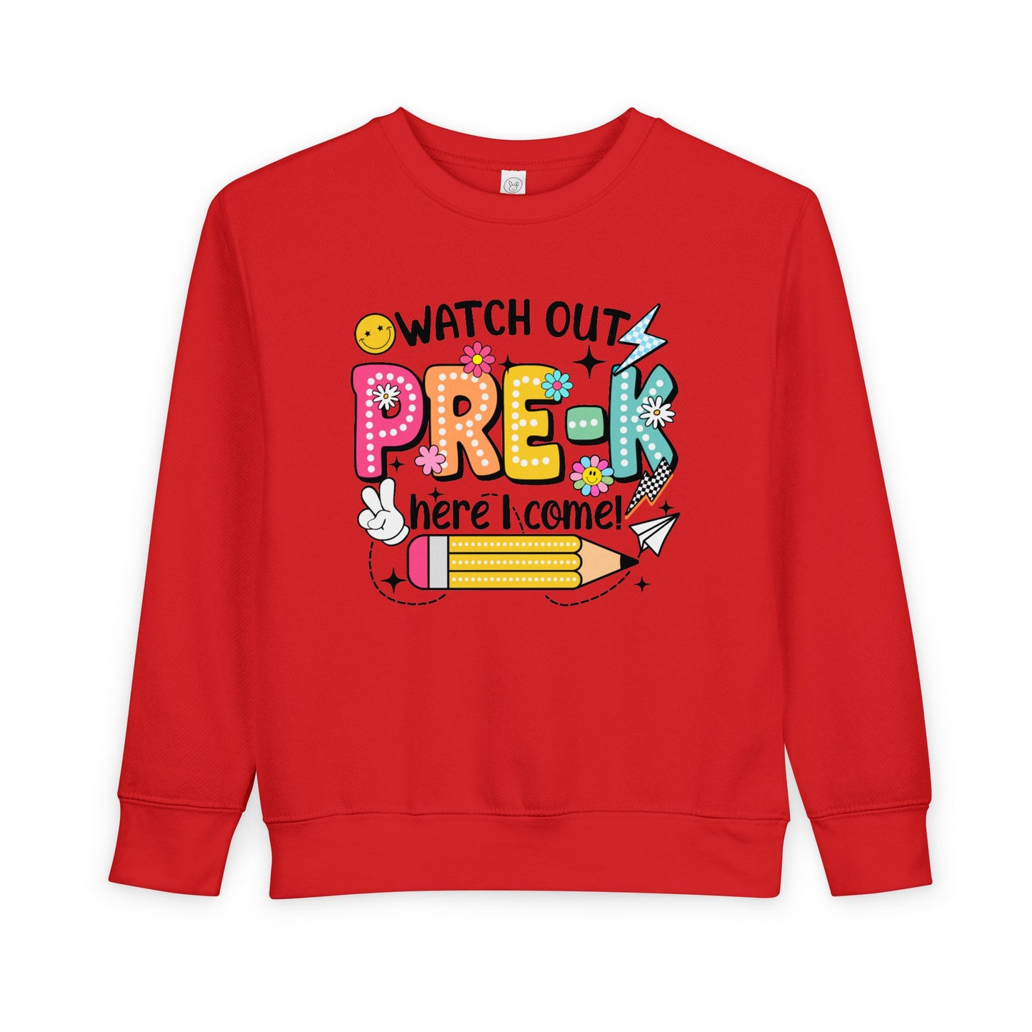 Toddler Sweatshirt — "Watch Out Pre-K Here I Come" Back-to-School Crewneck