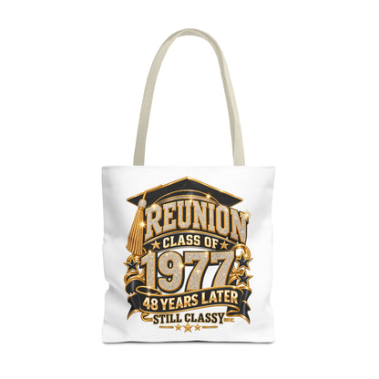 1977 Class Reunion Tote Bag — "Reunion Class of 1977: 48 Years Later Still Classy"