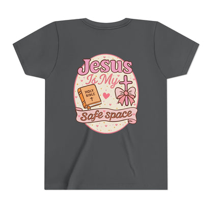 Youth Tee — "Jesus Is My Safe Space" Christian Kids T-Shirt