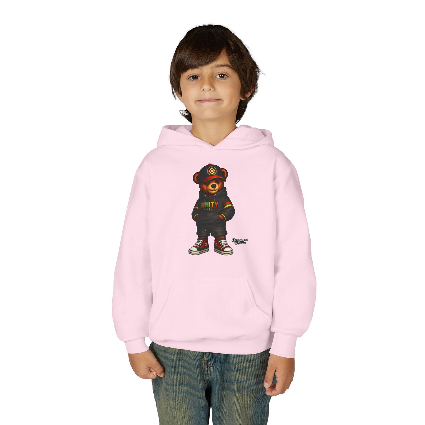 Youth Hoodie — Cool Streetwear Bear Graphic “UNITY”