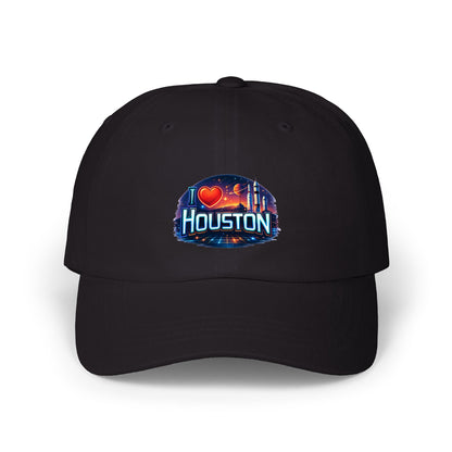 Houston Skyline Dad Cap — I  Houston Embroidered Baseball Hat
