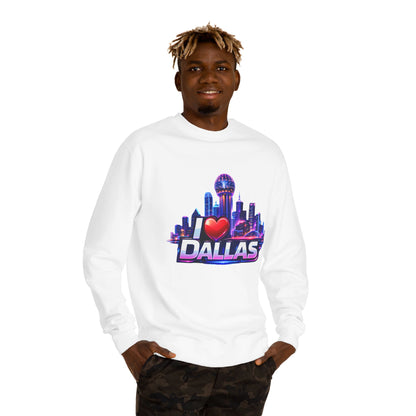 I Heart Dallas Skyline Sweatshirt — Retro Neon City Crewneck