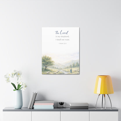 Psalm 23:1 Stretched Canvas – ‘The Lord is my shepherd; I shall not want’ Scenic Wall Art