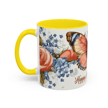 Mother's Day Butterfly Coffee Mug - 'Happy Mother's Day' Floral Accent Mug