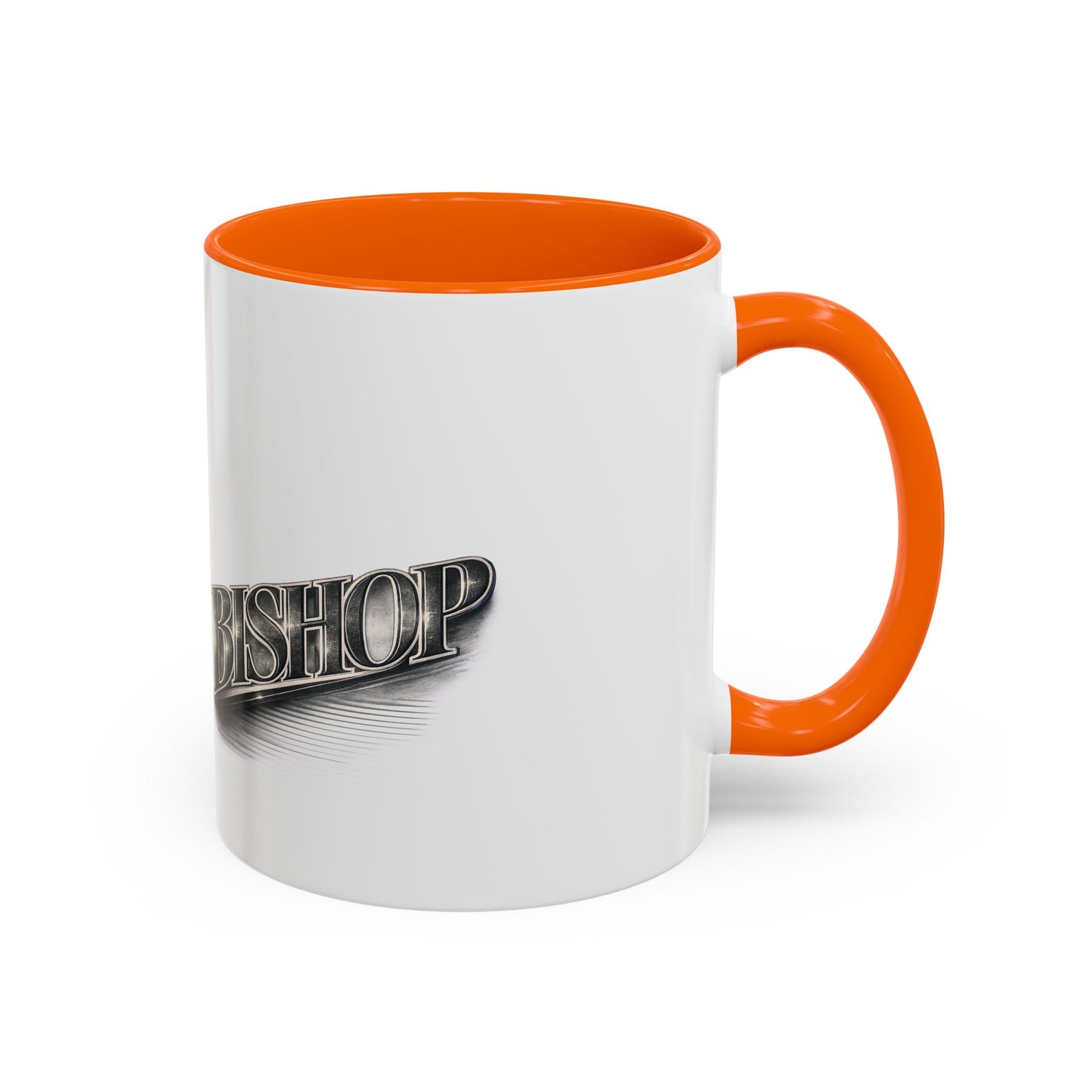 Vintage 'Bishop' Accent Coffee Mug — Retro Metallic Text Ceramic Mug (11/15oz)