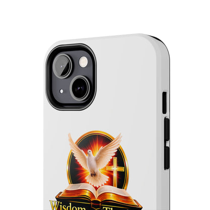 Wisdom and Theology Tough Phone Case — Christian Dove & Cross Design