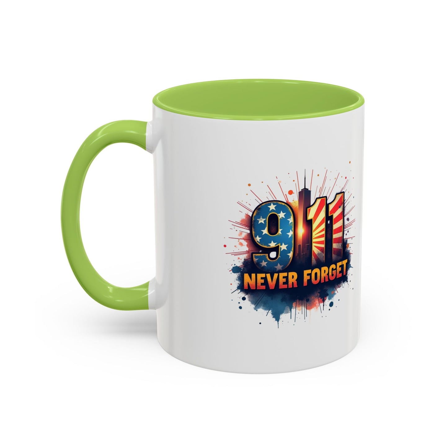 9/11 Never Forget Coffee Mug — Patriotic Memorial Accent Mug