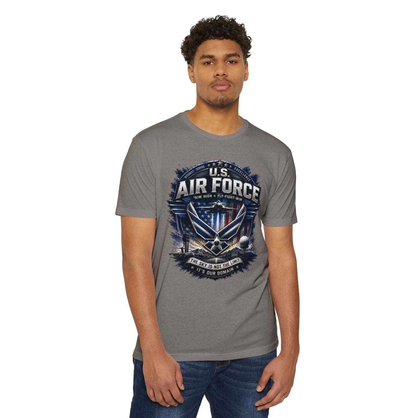U.S. Air Force Graphic T-Shirt — Military Emblem Tee ("The Sky Is Not The Limit")