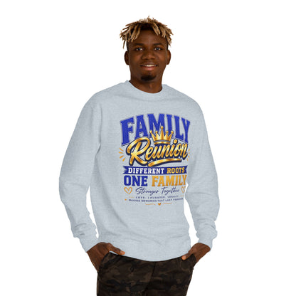 Family Reunion Crewneck Sweatshirt — "Different Roots, One Family" Graphic