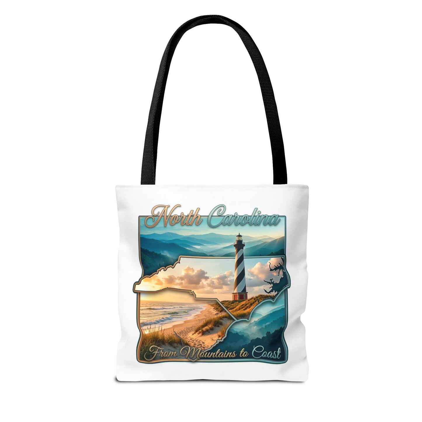 North Carolina Lighthouse Tote Bag — "From Mountains to Coast" Scenic Beach Tote