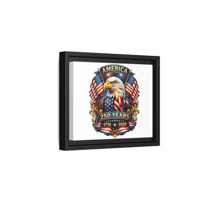 America 250th Anniversary Framed Canvas — Patriotic Bald Eagle Wall Art
