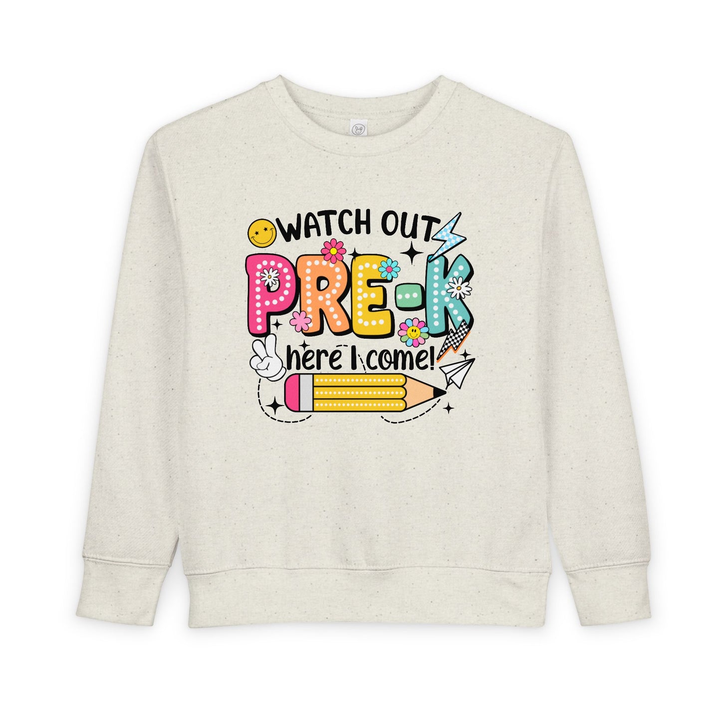 Toddler Sweatshirt — "Watch Out Pre-K Here I Come" Back-to-School Crewneck