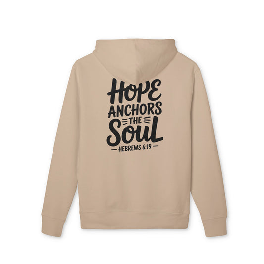 Hoodie — “Hope Anchors the Soul” Inspirational Bible Verse Hebrews 6:19 Pullover