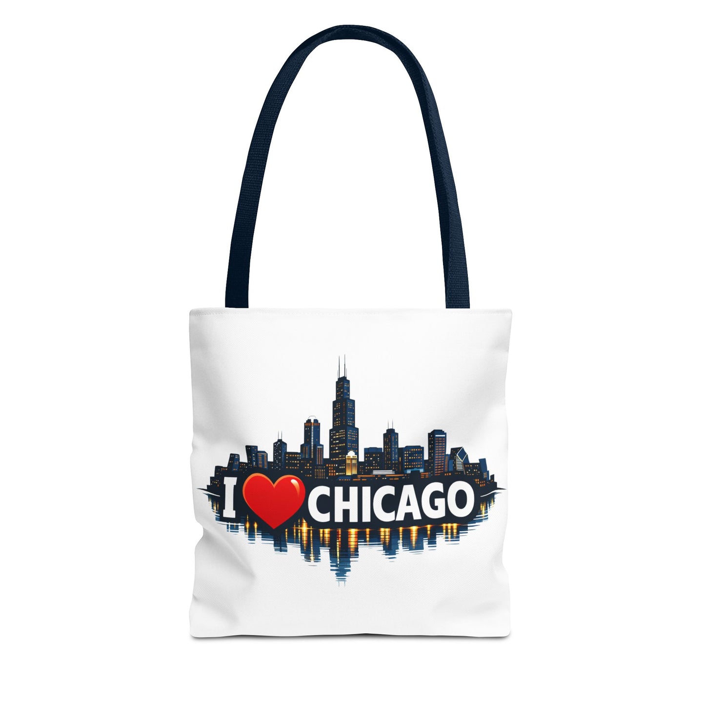 I  Chicago Skyline Tote Bag — Cityscape Reversible All-Over Print Tote