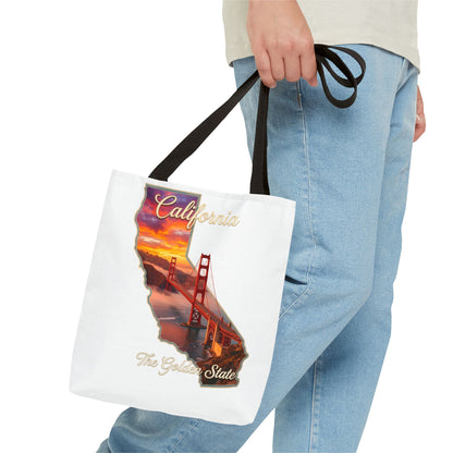 California Golden State Tote Bag – Golden Gate Sunset All-Over Print