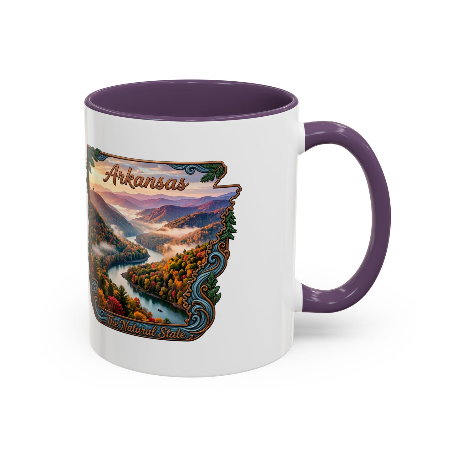 Arkansas Scenic Coffee Mug — Vintage State Map River Landscape (11/15 oz)