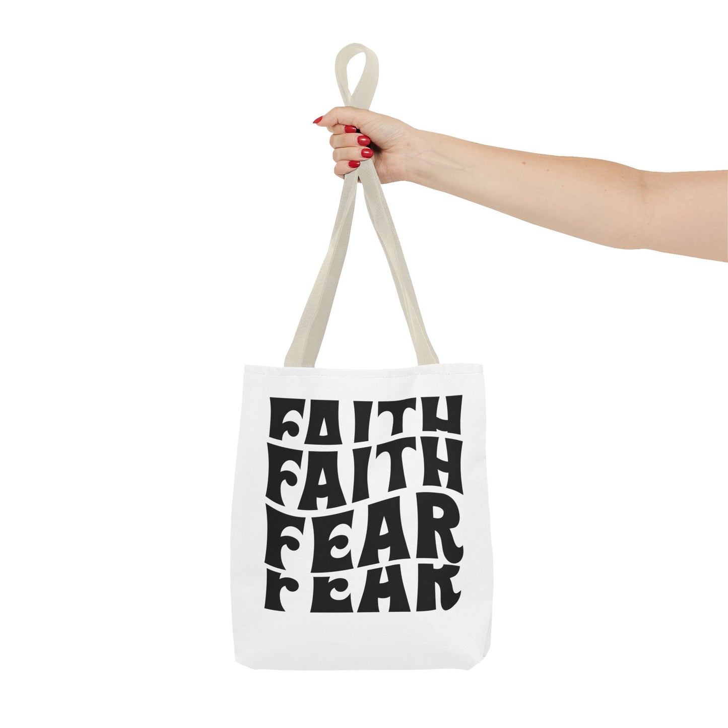 Faith Over Fear Tote Bag – Bold Retro Typography Canvas Tote