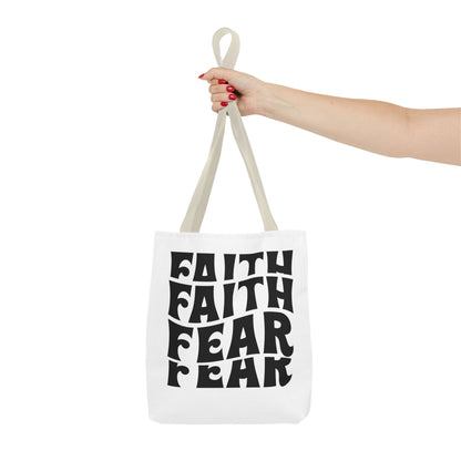 Faith Over Fear Tote Bag – Bold Retro Typography Canvas Tote