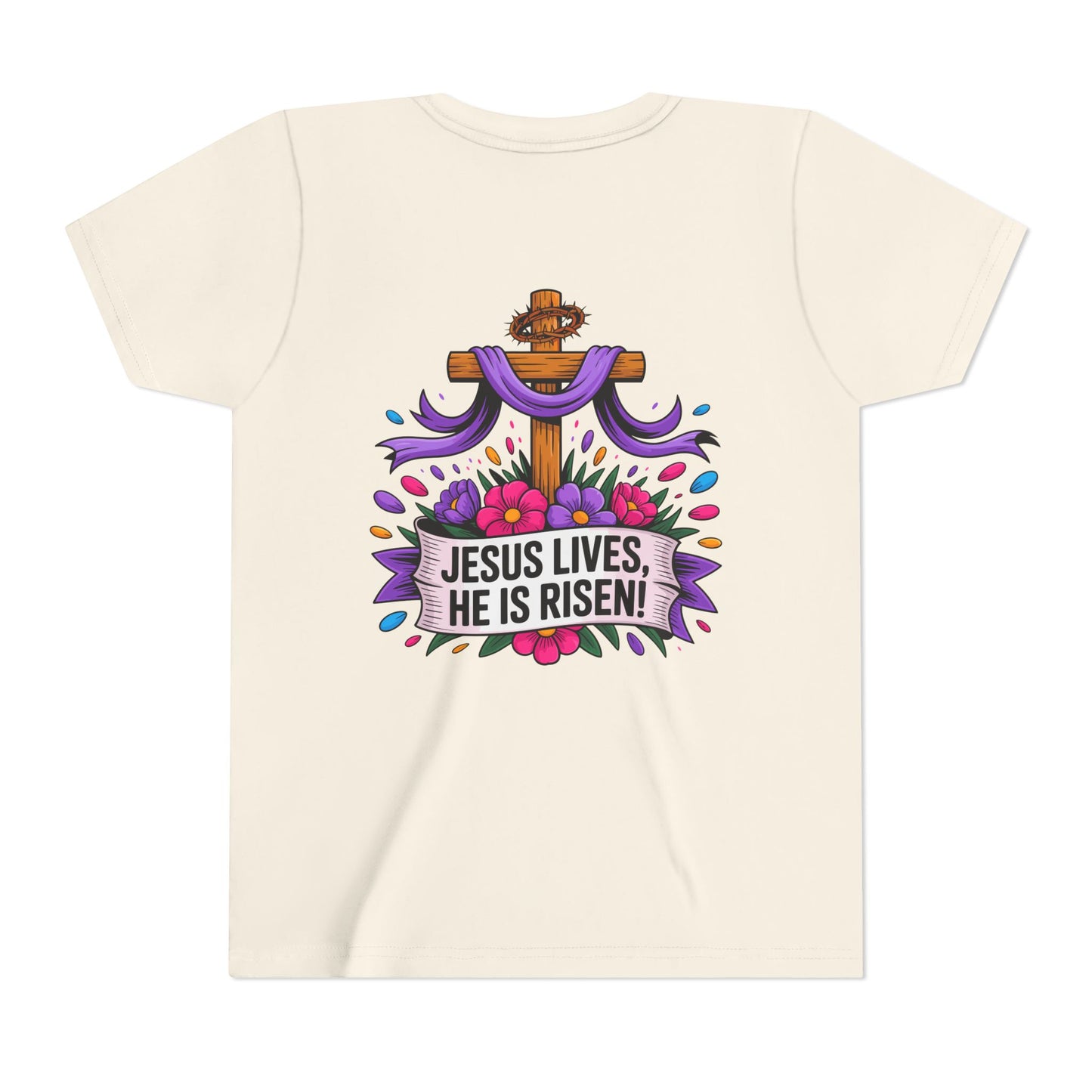 Youth Tee — "Jesus Lives, He Is Risen!" Easter Christian Tee
