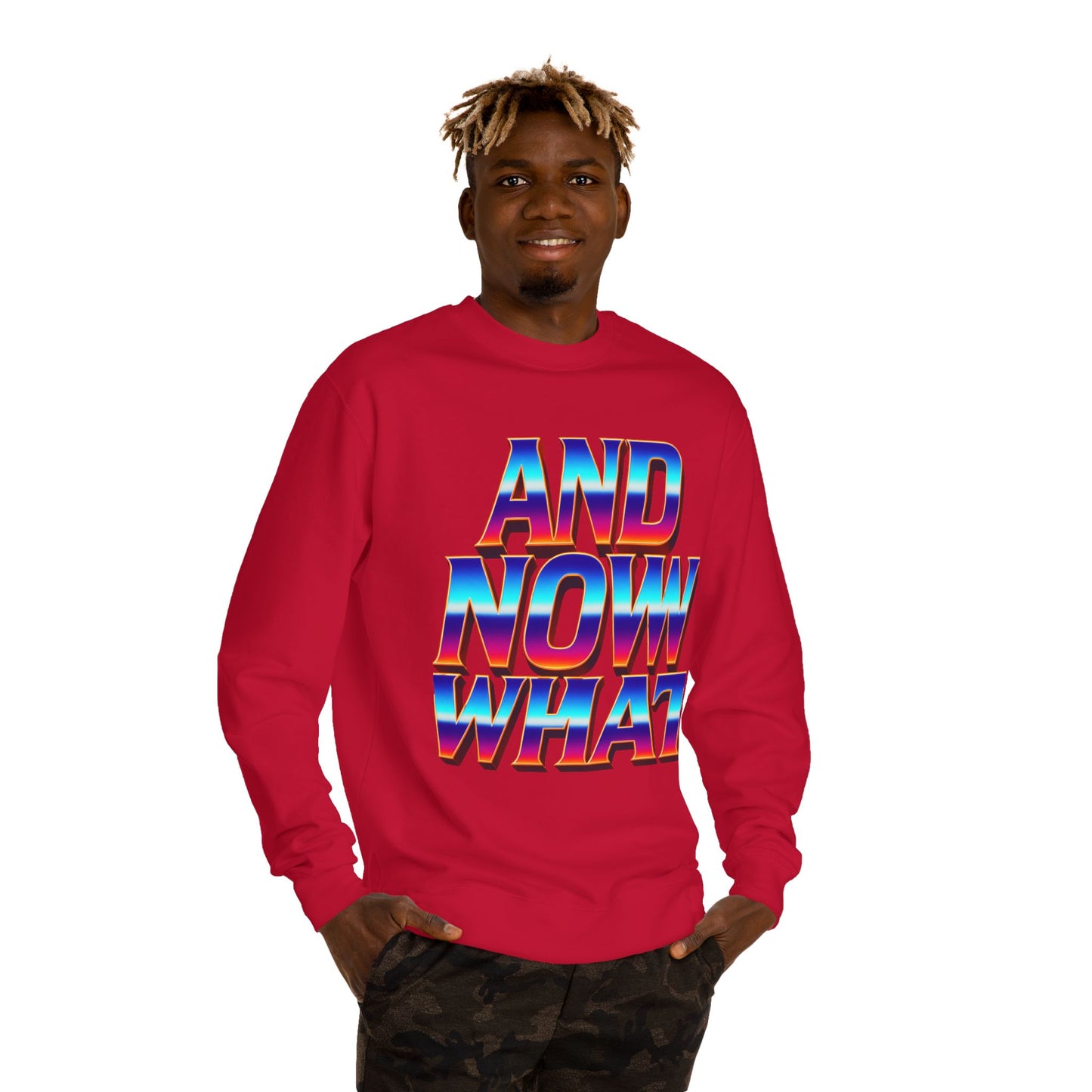 And Now What Sweatshirt — Retro Gradient Statement Crewneck