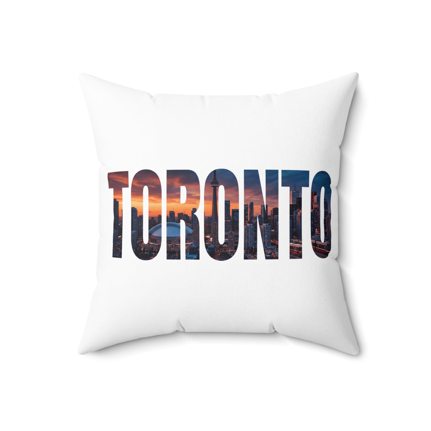 Toronto Skyline Throw Pillow — City Name Photo-Print Accent Pillow