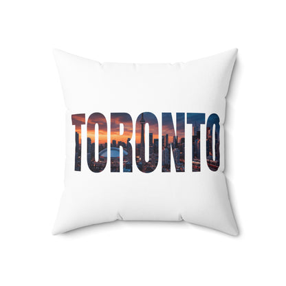 Toronto Skyline Throw Pillow — City Name Photo-Print Accent Pillow