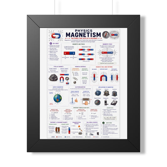 Magnetism Physics Framed Poster — Educational Vertical Diagram for Students & Classrooms