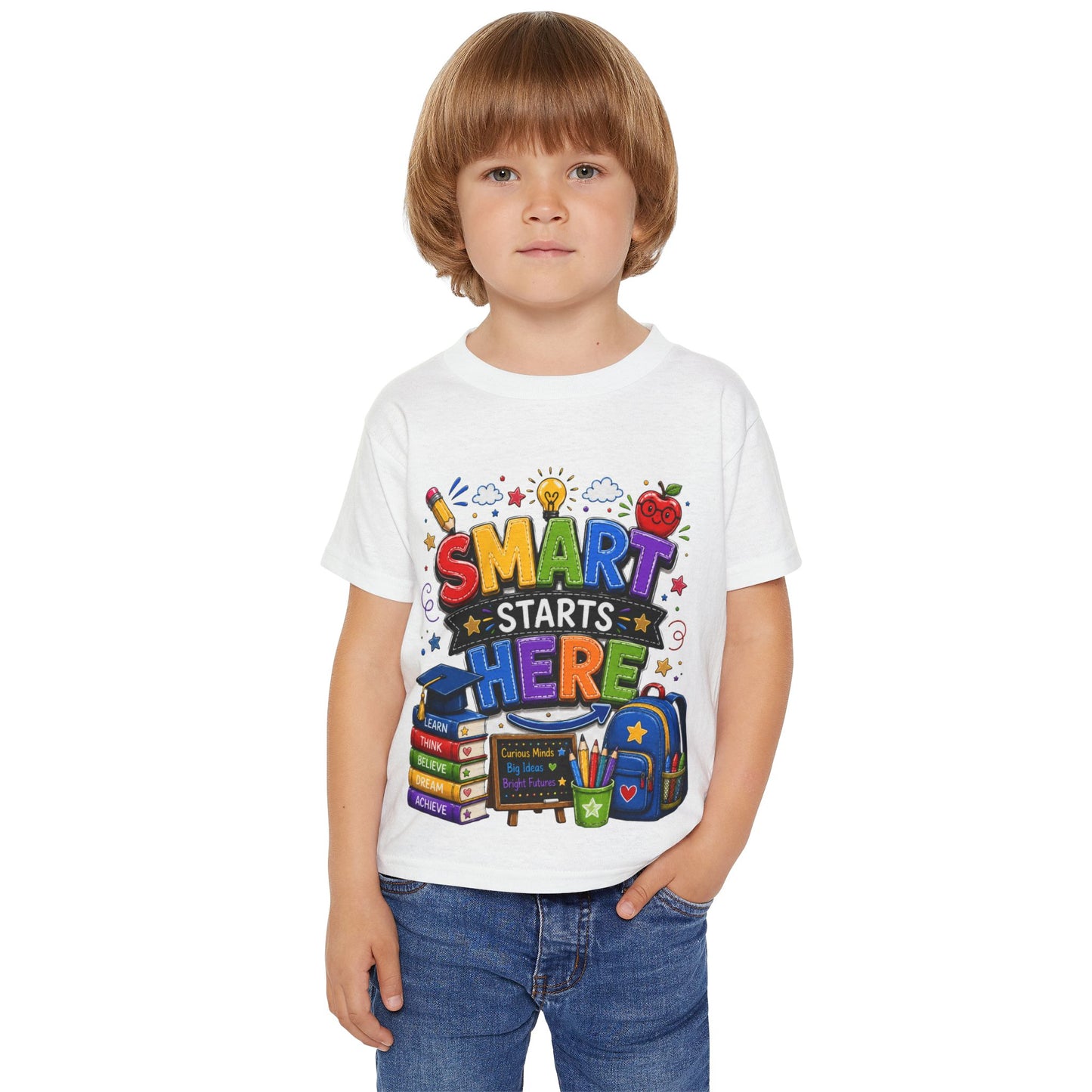 Toddler T-Shirt - "Smart Starts Here" Back-to-School Schoolhouse Design