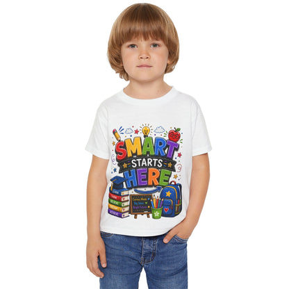 Toddler T-Shirt - "Smart Starts Here" Back-to-School Schoolhouse Design