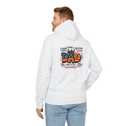 Patriotic 'Dad' Hoodie — American Flag Father’s Day Sweatshirt, Proud Dad Gift