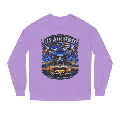U.S. Air Force Crewneck Sweatshirt — "Aim High" Fighter Jet Graphic