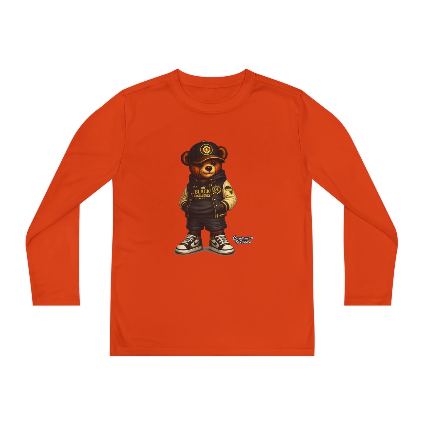 Youth Bear Police Officer Long Sleeve Tee — Cute Cop Bear Graphic Shirt