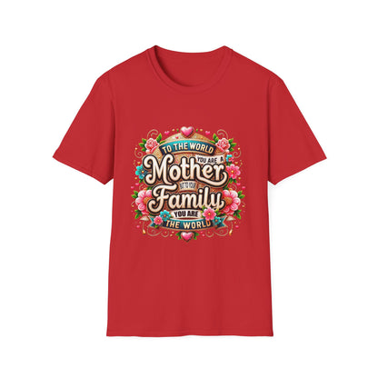 Mother You Are My World Floral T‑Shirt — Gift for Mom, Family Love Tee