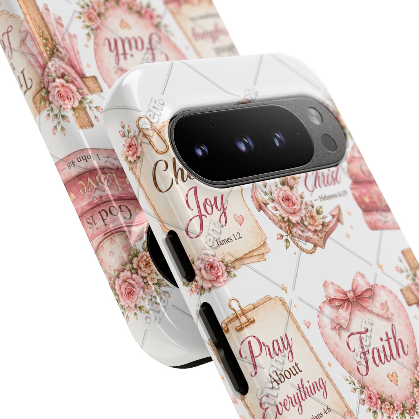 Faith Floral Phone Case – Christian Inspirational Scripture iPhone Cover (Choose Joy, Pray, Faith)