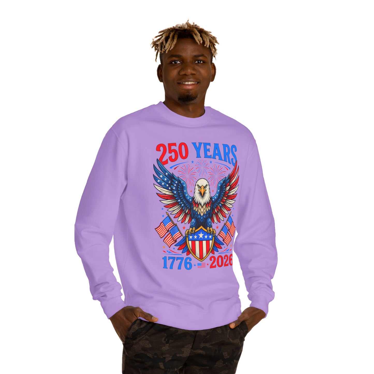 250 Years 1776–2026 Eagle Crewneck Sweatshirt — Patriotic 250th Anniversary