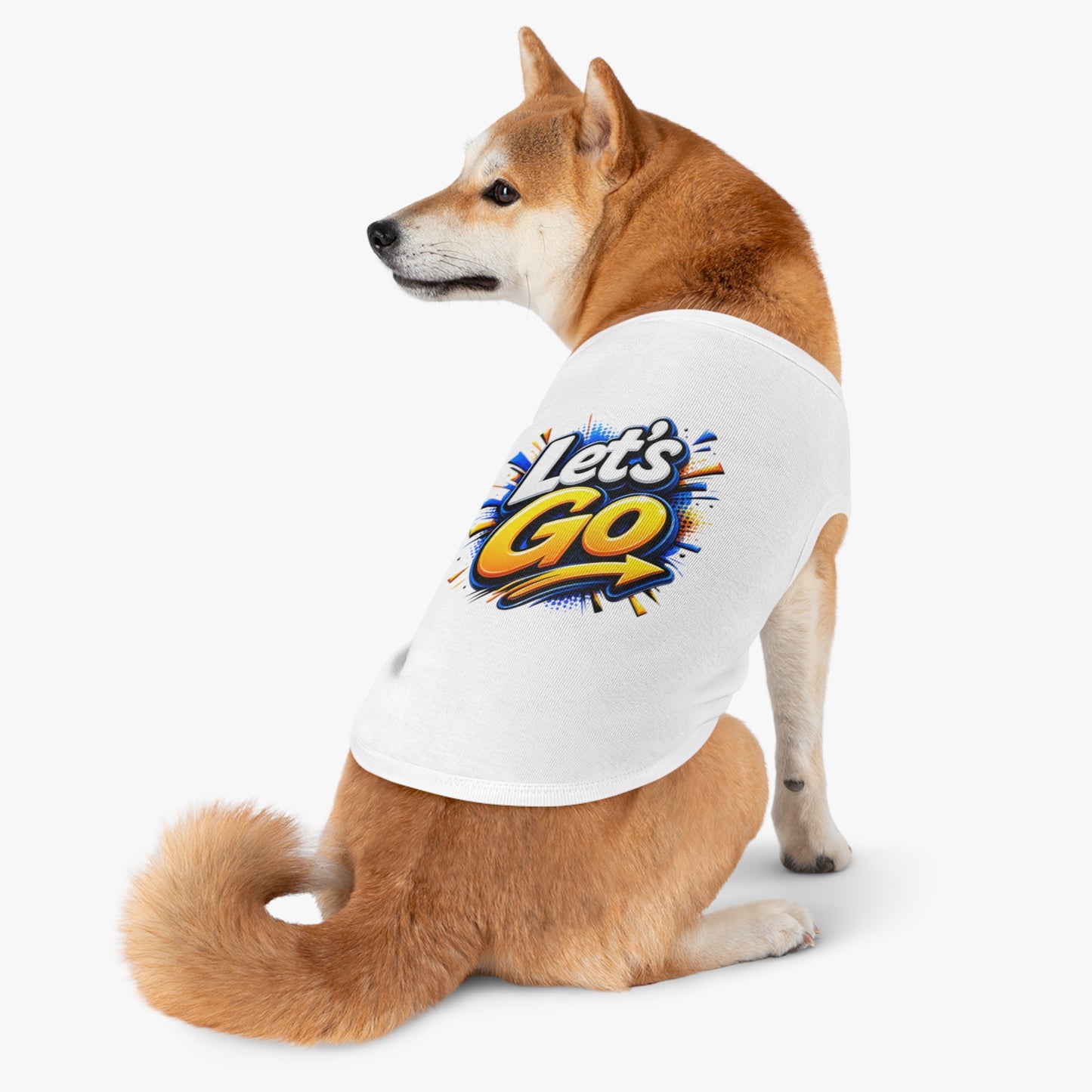 Pet Tank Top — "Let's Go" Graphic Dog Shirt, Energetic Sports Style for Active Dogs