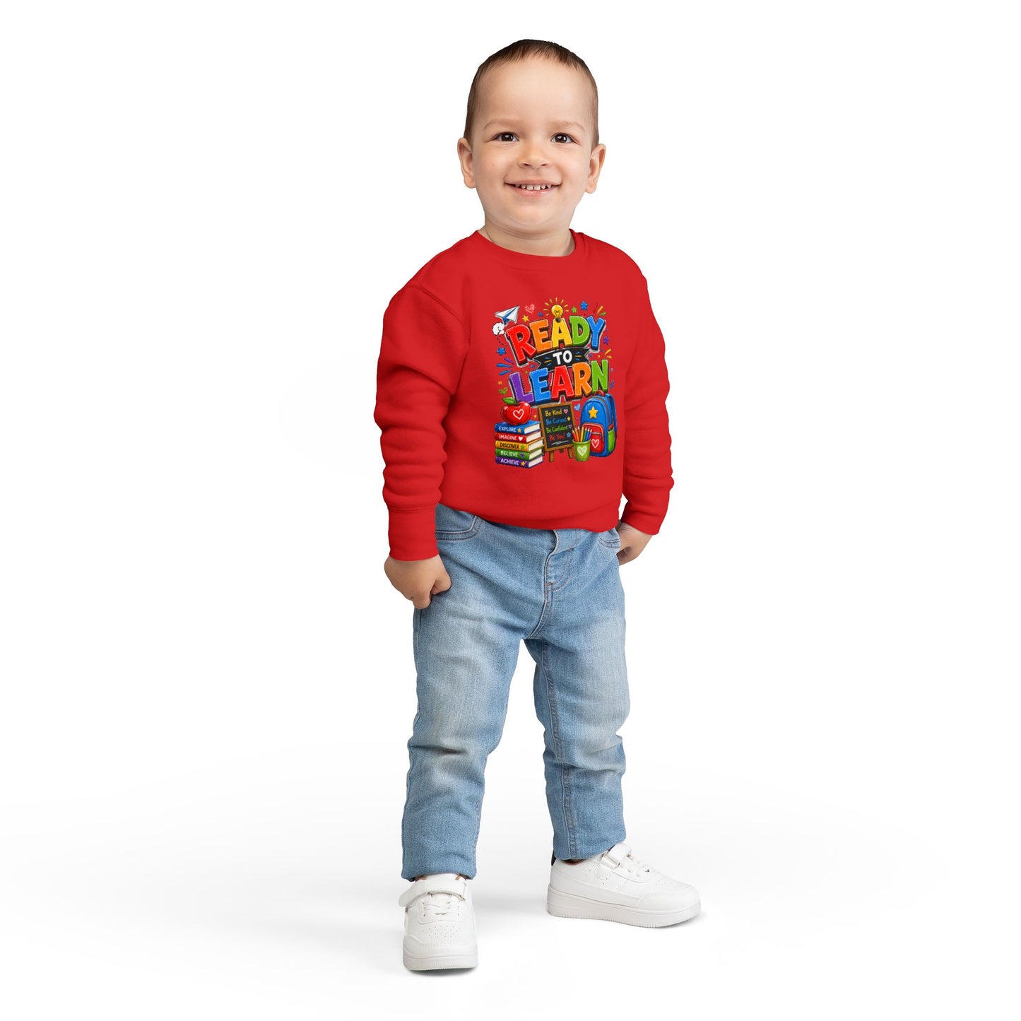 Ready to Learn Toddler Sweatshirt — Back to School Kids Crewneck