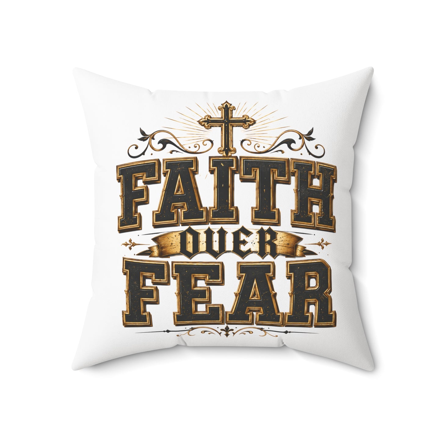 Faith Over Fear Decorative Pillow — Inspirational Christian Accent Cushion